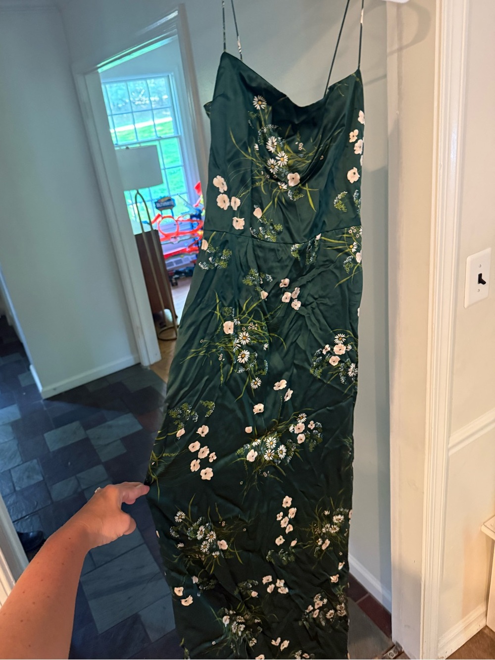 Reformation Frankie Emerald Green silk Floral Slip Maxi